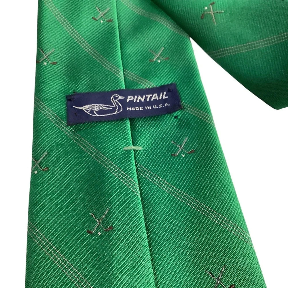Pintail tie men’s green golf vintage 90’s preppy retro - Picture 4 of 4